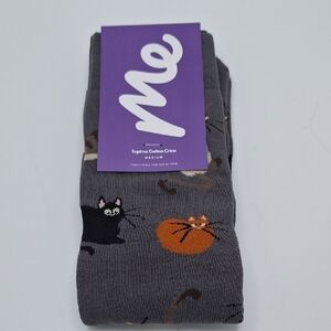 ME Undies cat socks Gray Cat Patterned crew Socks